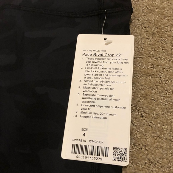 NWT Lululemon CAMO Print Pace Rival Crop Pants - Picture 2 of 3